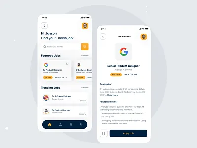 Job App UI app branding design illustration ios job logo minimal muzil product sanjoy trend typography ui ux work