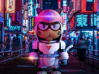 Samurai Pizza Cats 3d c4d character cinema4d design graphic design illustration photoshop