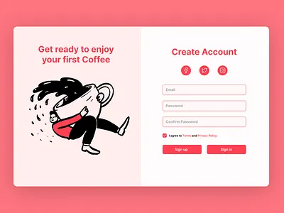 Grabacup app design illustration typography ui ux