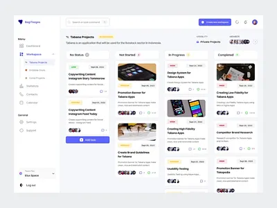 BagiToegas - Project Management animation app clean dashboard design kanban management dashboard minimalist product product design project dashboard project management task dashboard task management ui websites