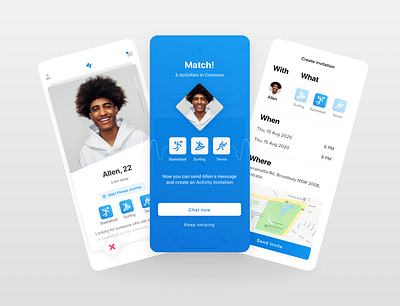 SideFit App app finder fit fitness invitation ios matching minimal mobile sport tinder ui ux
