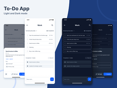 Task Manager / To-Do App UX-UI Design app design blue interface dark mode digital design interface design ios app light mode mobile app mobile ui mobile ux task manager to do to do app ui ui design ui inspiration ui ux ux ux design visual design