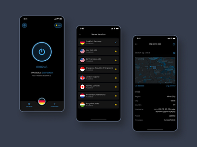 CyberSec VPN app design mob ui ux