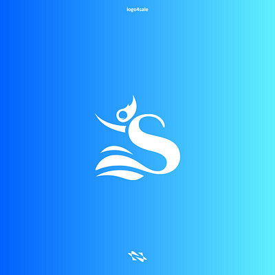 S Blue Slim Logo__ abstract blue branding clam community dance design graphic design group illustration logo logos modern people s sea swim vector woman