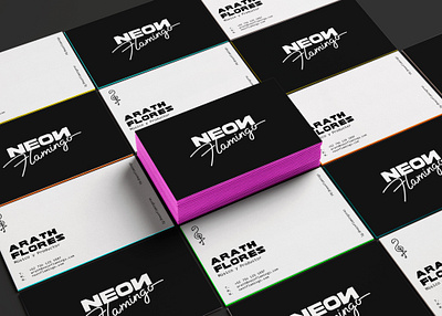 Neon Flamingo Business Cards branding business colors design music neon