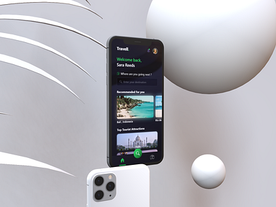 Travell. | App 3d concept design minimal mockup travel ui ux vacation