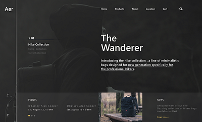 Hike bags E-commerce landing page branding design graphic design ui