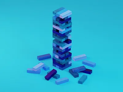 The Crystal Jenga 3d blender blue crystal cube design graphic design illustration isometric jenga low poly material myanmar simple stylized tower