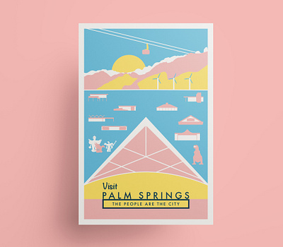 Palm Springs vintage travel poster california dinosaur eichler illustration mid century mid century modern midcentury palm springs poster poster art poster design robot socal travel travel poster vector vector art