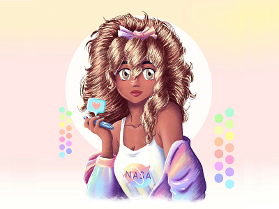 Dtiys challenge #1 artistsupport curlhair drawthisinyourstylechallenge dtiys nasa pastelcolors procreate