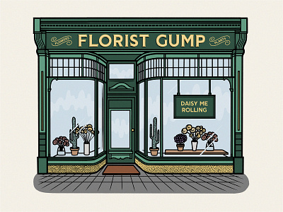 Florist Gump – The Pun Shop hand lettering illustration pun shop sign sign painter typography