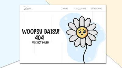 404 page not found for a flower shop 404 art blue branding cute daisy flower found graphic design illustration minimal not orange page shop simple ui ux vector white