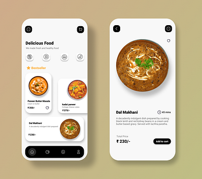 Food App UI Design app branding design figma graphic design photoshop ui vector