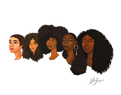 Black Girl Hair Series #4 - spectrum africanamerican beauty blackgirl content curlyhair hair illustration painting