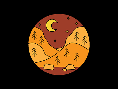 Oregon Wild Fire Season design fire forest illustration illustrator moon mountains nature orange oregon pacific northwest pnw rocks stars vector wild fire woods yellow