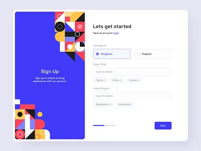 Geometric Signup Design creat account geometric geometric shape geometric shapes geometry log in login polygon shape pyramid shape shape shapes sign in signin signup simple triangle ui design user experience user interface web design