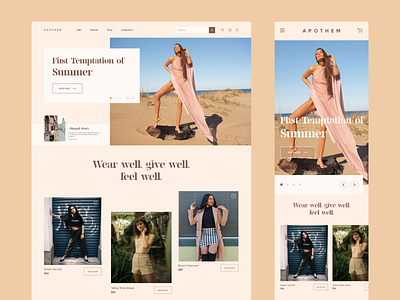 Apothem - Landing Page UI Design apparels design fashion fashion website homepage landing page minimal minimal web page responsive ui ui ux ui design ux wbpage web women fashion