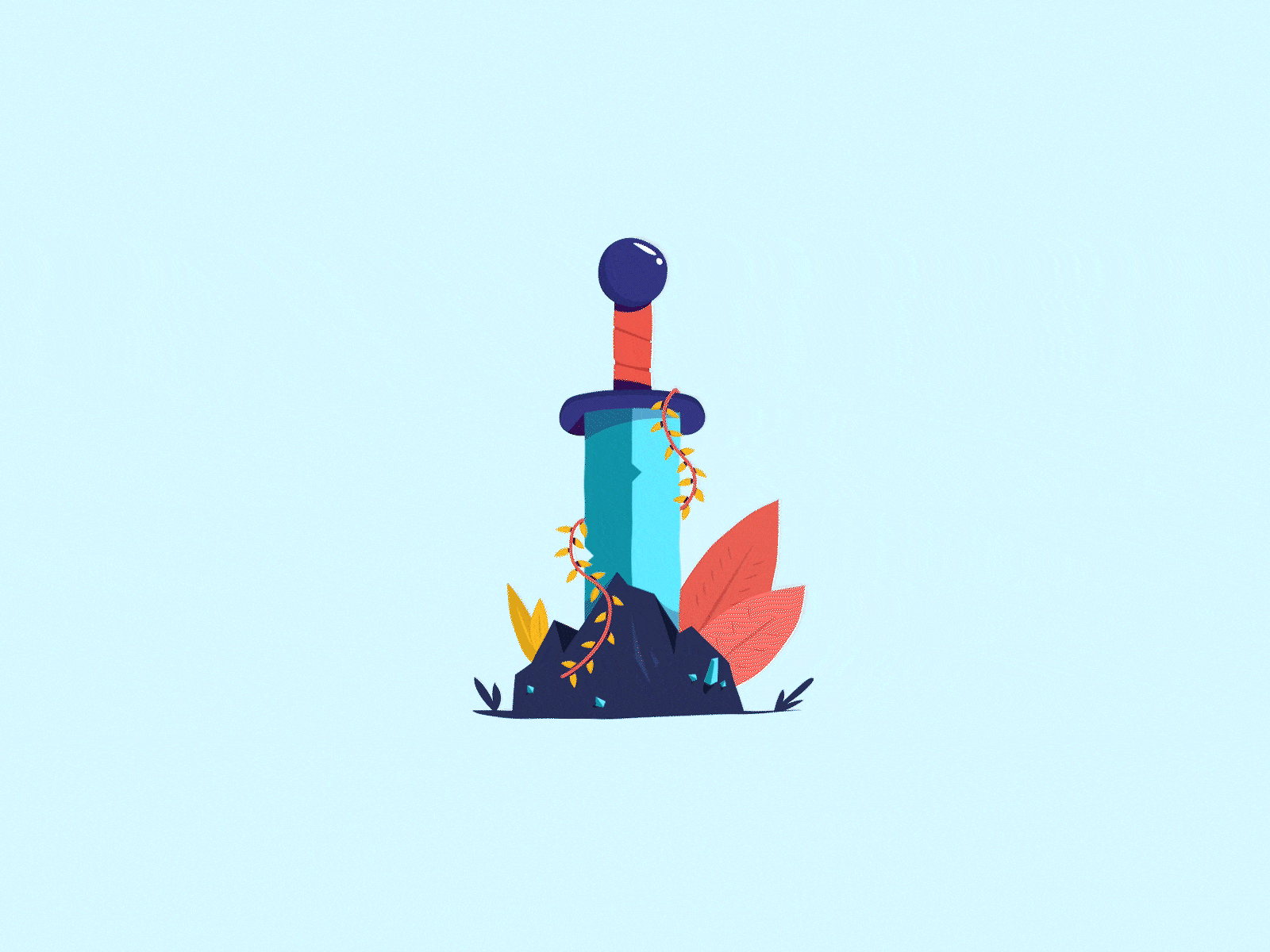 The Legendary Sword animation design digital digital art flat flat design illustration motion motion graphics sword vector