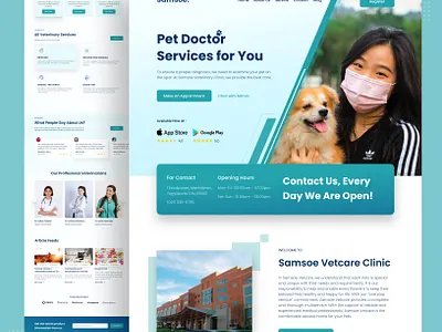 Samsoe Vetcare Clinic - Animal Health Care Landing Page design health health care healthy illustration landing page logo pet ui