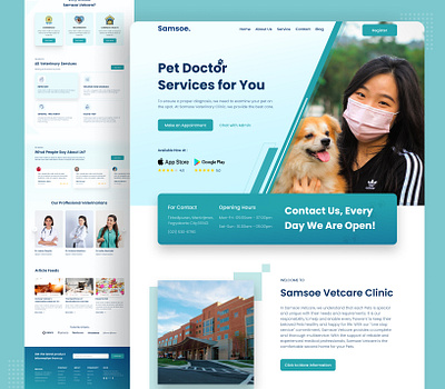 Samsoe Vetcare Clinic - Animal Health Care Landing Page design health health care healthy illustration landing page logo pet ui