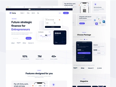 Zenly - Fintech Landing Page banking brand guideline branding business dipainhouse entrepreneur finance financial fintech landing page marketing payment pricing plan strategy ui uidesign ux uxdesign web design website design