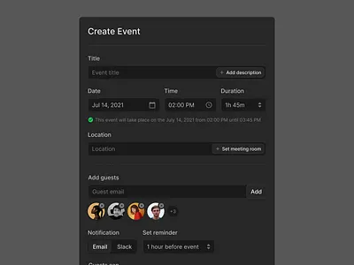 Create Event Form (Dark & Light) event figma form forms input meet meeting prototyping schedule ui uikit ux wireframe