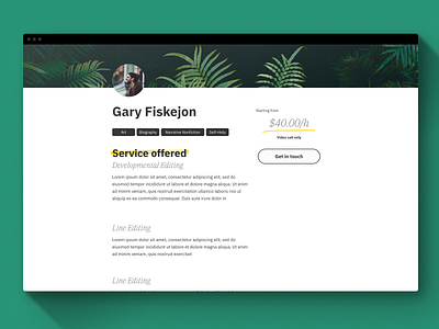 Profile add books design edit freelancer listing man profile uiux ux web webdesign writer yellow