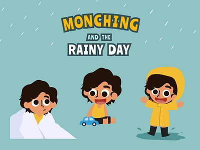 Character Design: Monching character character design child children childrens storybook drawing happy illustration kid monching rain rainy rainy day story storybook vector yellow