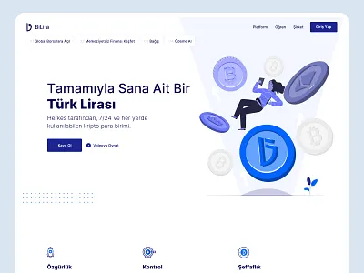 Stablecoin Landing Page | BiLira clean crypto design illustration landing page simple stablecoin ui ux webflow website