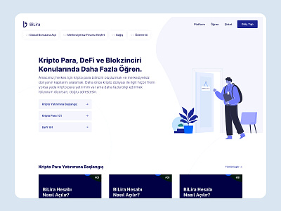BiLira | Learn Page app blockchain clean crypto design education landing page learn ui ux website