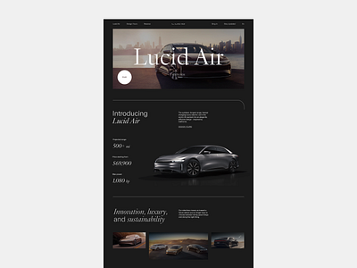 Lucid Air Website - Main Page car product design ui ux web design