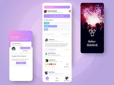 Sober SideKick android app flutter ios mobile sober ui and ux