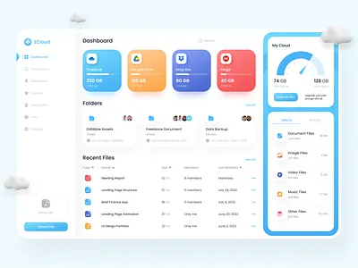 Cloud Storage Dashboard cloud cloud storage dashboard minimalist storage uidesign user interface userinterface