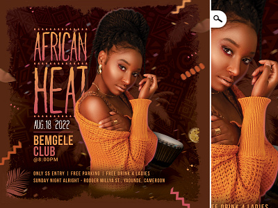African Heat Nightclub Flyer flyer party themed