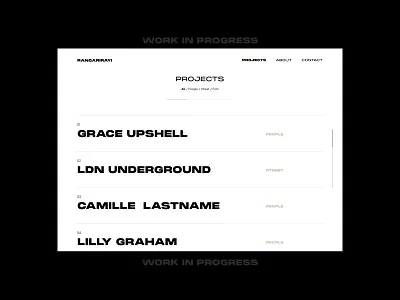 WIP - Photographer Portfolio #Gallery List View design flat gallery minimal portfolio ui website