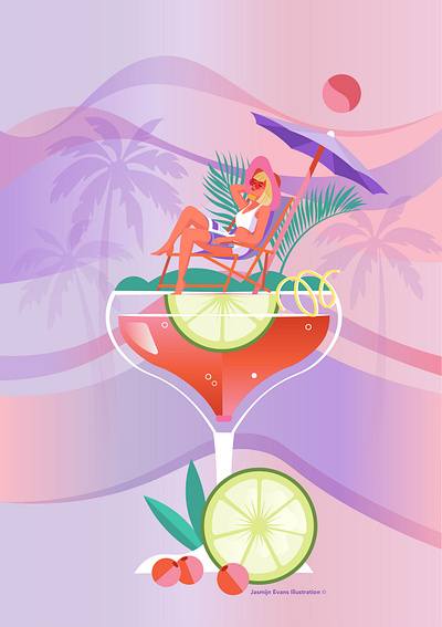 Cosmopolitan 80s adobe illustrator adobe photoshop branding cosmopolitan design editorial holland illustratie illustration mocktail packaging illustration palmtrees summer summervibe sunbathing girl tea packaging vintage