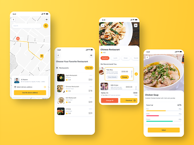 Food App Design adobexd android delivery design food illustration ios location map mobile app mobile ui purchase realtime treinetic ui uiux ux