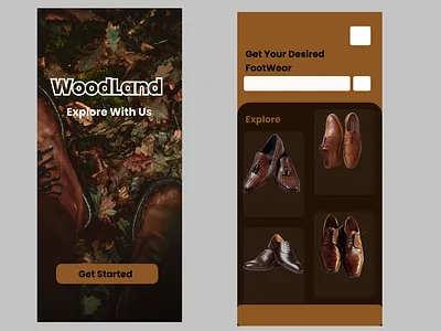 WoodLand Shoe App UI branding ui ux
