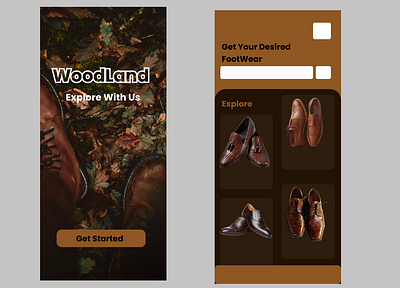 WoodLand Shoe App UI branding ui ux