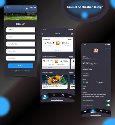 CRICKET MATCH UI app design typography ui ux