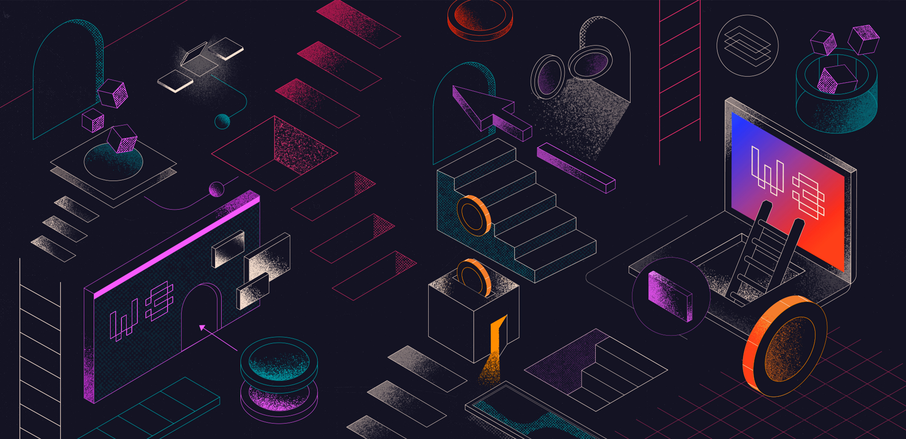Web3 Banner 2d digital illustration drawing grain illustration isometric texture web3 website