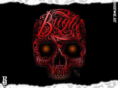 Brightone Skull Lettering illustration lettering skull tattoo