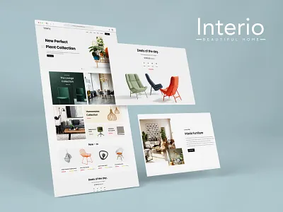 Interio - Home Decor Website UI brand ceiling chairs color decor decoration design designer development figma furniture home interior lifestyle mobile plants ui ux wall web