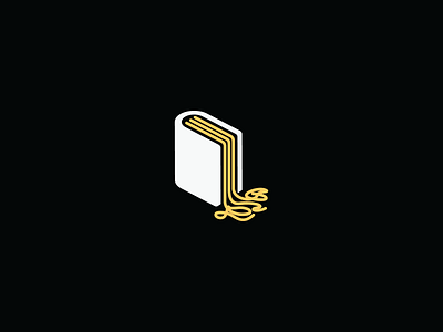 spaghetti book 3d black book branding cooking design food icon kitchen logo simple spaghetti