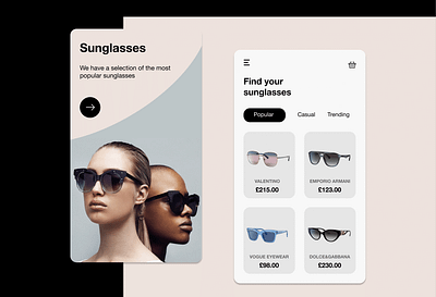 Website for Sunglasses - Mobile UI Concept