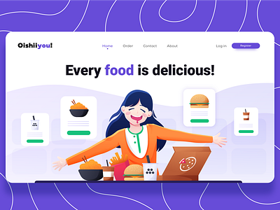 Food Delivery Service Website Header design food graphic design header hero image illustration ui website