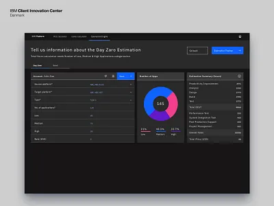 IBM CIC | IBM Platform carbon dark theme dashboard dashboard ui data desktop estimation ibm design interface product design table ui web web design