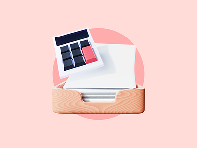 Finances - 3D Icon 3d accounting basket branding calculator finances icon income invoice organizer paper render taxes
