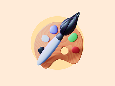 Design - 3D Icon 3d branding brush design icon illustration painting palette render