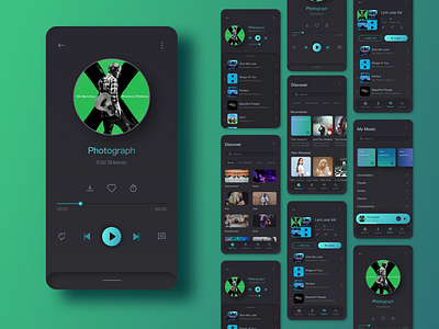 Music Player App app clean design dark dark mode figma figma design mobile mobile design mobile pp music music app music player neuromorphic ui uiux ux